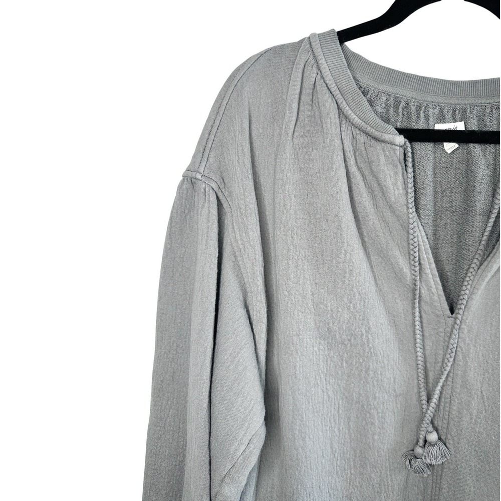 Aerie Easy Street Sweatshirt XS Gray Oversized Slouchy Tunic Tassel Coastal Boho - Picture 4 of 12